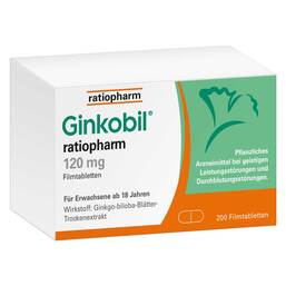 Abbildung: Ginkobil® ratiopharm 120 mg Filmtabletten Filmtabletten, 200 St PZN 17507157