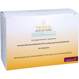Abbildung: Trixeo Aerosphere 5 / 7,2 / 160µg Druckgasinh.120ED 3 St, Dosieraerosol PZN 17508085