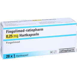 Abbildung: Fingolimod-ratiopharm 0,25 mg Hartkapseln 28 St, Hartkapseln PZN 17510544