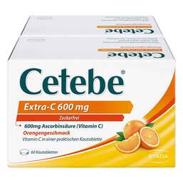 Abbildung: Cetebe Extra-C 600 mg Kautabletten Kautabletten, 120 St PZN 17513471