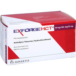 Abbildung: Exforge HCT 10 mg / 160 mg / 25 mg Filmtabletten 98 St, Filmtabletten PZN 17523156