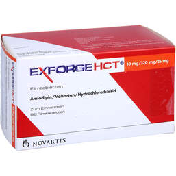 Abbildung: Exforge HCT 10 mg / 320 mg / 25 mg Filmtabletten 98 St, Filmtabletten PZN 17523162