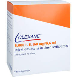 Abbildung: Clexane 6.000 I.E. 60mg / 0,6ml Ilo F.Sp. + Sich-System 10 St, Injektionslösung in einer Fertigspritze PZN 17523386