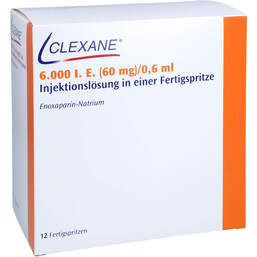 Abbildung: Clexane 6.000 I.E. 60mg / 0,6ml Ilo F.Sp. + Sich-System 12 St, Injektionslösung in einer Fertigspritze PZN 17523392
