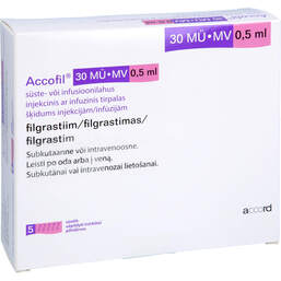 Abbildung: Accofil 30 Mio.E. / 0,5 ml Injektion - / Infusionslösung i.e.F.-Sp. 5X1 St, Injektions-/Infusionslösung PZN 17524144