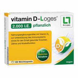 Abbildung: Vitamin D-Loges 2.000 I.E. pflanzlich Weichkapseln Weichkapseln, 120 St PZN 17525899