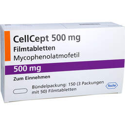 Abbildung: Cellcept 500 mg Filmtabletten 150 St, Filmtabletten PZN 17526545