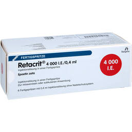 Abbildung: Retacrit 4.000 I.E. / 0,4 ml Injektionslösung in einer Fertigspritze  6 St, Fertigspritzen PZN 17528774