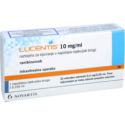 Abbildung: Lucentis 10 mg / ml Injektionslösung 1,65 mg Fertigspritze 1 St, Injektionslösung PZN 17534504