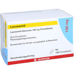 Abbildung: Lacosamid Glenmark 100 mg Filmtabletten 168 St, Filmtabletten PZN 17534823