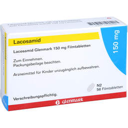 Abbildung: Lacosamid Glenmark 150 mg Filmtabletten 56 St, Filmtabletten PZN 17534846
