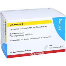 Abbildung: Lacosamid Glenmark 150 mg Filmtabletten 168 St, Filmtabletten PZN 17534852