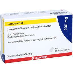 Abbildung: Lacosamid Glenmark 200 mg Filmtabletten 56 St, Filmtabletten PZN 17534869