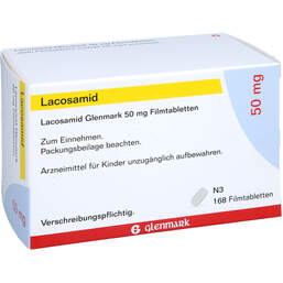 Abbildung: Lacosamid Glenmark 50 mg Filmtabletten 168 St, Filmtabletten PZN 17534906