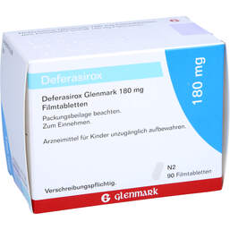 Abbildung: Deferasirox Glenmark 180 mg Filmtabletten 90 St, Filmtabletten PZN 17535165