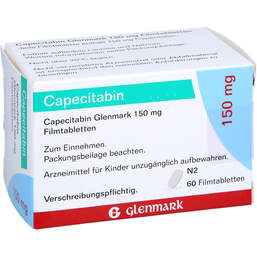 Abbildung: Capecitabin Glenmark 150 mg Filmtabletten 60 St, Filmtabletten PZN 17541131