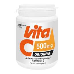 Abbildung: Vita C 500 mg laktosefrei glutenfrei vegan Tabletten Tabletten, 200 St PZN 17542426