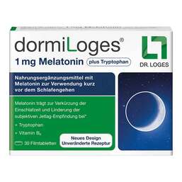 Abbildung: dormiLoges Melatonin plus Tryptophan Filmtabletten 30 St, Filmtabletten PZN 17544974