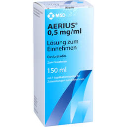 Abbildung: Aerius 0,5 mg / ml Lösung zum Einnehmen 150 ml, Lösung zum Einnehmen PZN 17549032