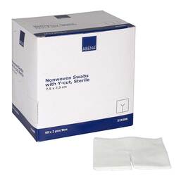 Abbildung: Schlitzkompressen Vlies 7,5x7,5 cm steril 4lagig 50X2 St, Kompressen PZN 17549670