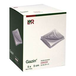 Abbildung: Gazin Mullkomp.5x5 cm steril 8fach 50X2 St, Kompressen PZN 17554412