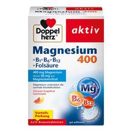 Abbildung: Doppelherz Magnesium 400+B1+B6+B12+Folsäure Brausetabletten Brausetabletten, 6X15 St PZN 17556813