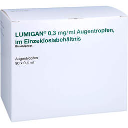 Abbildung: Lumigan 0,3 mg / ml Augentropfen im Einzeldosisbeh. 90X0.4 ml, Augentropfen PZN 17558516