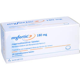 Abbildung: Myfortic 180 mg magensaftresistente Tabletten 100 St, Tabletten magensaftresistent PZN 17562848