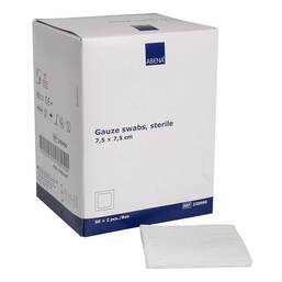 Abbildung: Mullkompressen 7,5x7,5 cm steril 8lagig 50X2 St, Kompressen PZN 17563167
