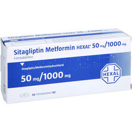 Abbildung: Sitagliptin Metformin Hexal 50 mg / 1000 mg Filmtab. 56 St, Filmtabletten PZN 17575408