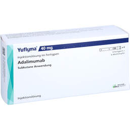 Abbildung: Yuflyma 40 mg / 0,4 ml Injektionslösung im Fertigpen 6 St, Injektionslösung PZN 17576508