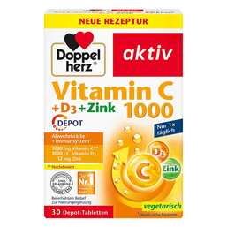 Abbildung: Doppelherz Vitamin C 1000 + D3 + Zink Depot Tabletten 30 St, Tabletten PZN 17580390