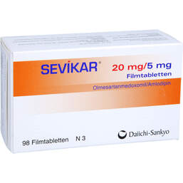 Abbildung: Sevikar 20 mg / 5 mg Filmtabletten 98 St, Filmtabletten PZN 17584732
