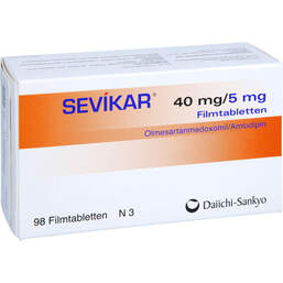 Abbildung: Sevikar 40 mg / 5 mg Filmtabletten 98 St, Filmtabletten PZN 17584761
