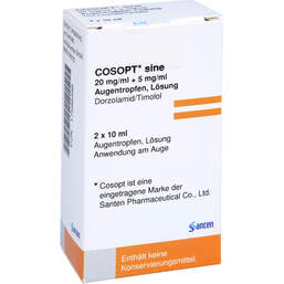Abbildung: Cosopt sine 20 mg / ml + 5 mg / ml Augentropfen Lösung 2X10 ml, Augentropfen PZN 17586398
