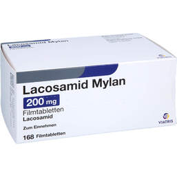 Abbildung: Lacosamid Mylan 200 mg Filmtabletten 168 St, Filmtabletten PZN 17592140