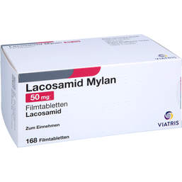 Abbildung: Lacosamid Mylan 50 mg Filmtabletten 168 St, Filmtabletten PZN 17592200