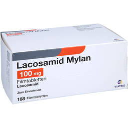 Abbildung: Lacosamid Mylan 100 mg Filmtabletten 168 St, Filmtabletten PZN 17592252