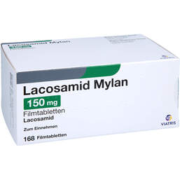 Abbildung: Lacosamid Mylan 150 mg Filmtabletten 168 St, Filmtabletten PZN 17592269