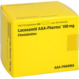 Abbildung: Lacosamid AAA-Pharma 100 mg Filmtabletten 168 St, Filmtabletten PZN 17593866