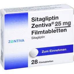 Abbildung: Sitagliptin Zentiva 25 mg Filmtabletten 28 St, Filmtabletten PZN 17599366