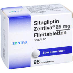 Abbildung: Sitagliptin Zentiva 25 mg Filmtabletten 98 St, Filmtabletten PZN 17599372