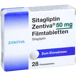 Abbildung: Sitagliptin Zentiva 50 mg Filmtabletten 28 St, Filmtabletten PZN 17599389