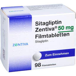 Abbildung: Sitagliptin Zentiva 50 mg Filmtabletten 98 St, Filmtabletten PZN 17599395