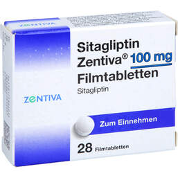 Abbildung: Sitagliptin Zentiva 100 mg Filmtabletten 28 St, Filmtabletten PZN 17599403
