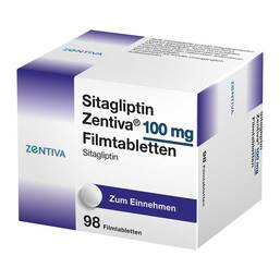 Abbildung: Sitagliptin Zentiva 100 mg Filmtabletten 98 St, Filmtabletten PZN 17599426