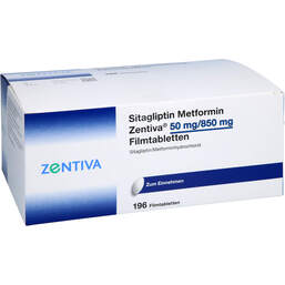 Abbildung: Sitagliptin Metformin Zentiva 50 mg / 850 mg Fta 196 St, Filmtabletten PZN 17602200