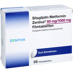 Abbildung: Sitagliptin Metformin Zentiva 50 mg / 1000 mg Fta 56 St, Filmtabletten PZN 17602217