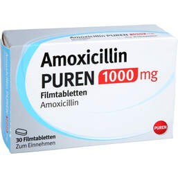 Abbildung: Amoxicillin Puren 1000 mg Filmtabletten 30 St, Filmtabletten PZN 17604280