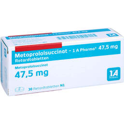 Abbildung: Metoprololsuccinat-1A Phar.47,5 Retardtabletten 30 St, Retard-Tabletten PZN 17614539
